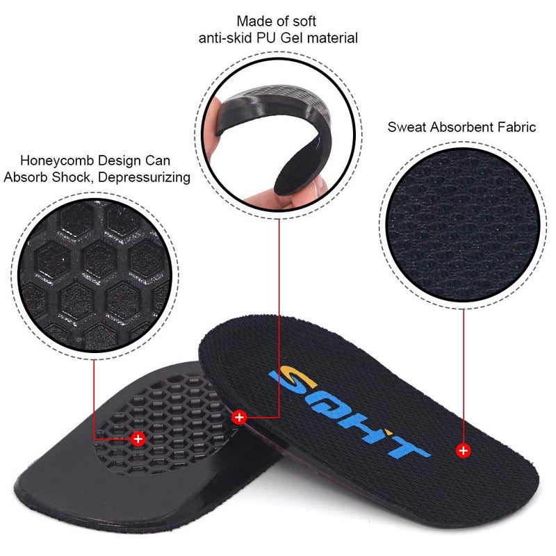 SQHT Height Increase Insoles - Heel Lift Inserts for Leg Length Discrepancies and Achilles Tendonitis, Heel Cups for Men and Women (Small (0.6" Height)) - Image 3